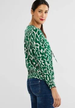 Street One Blusen*Tunikabluse mit Leo Print dark brisk green