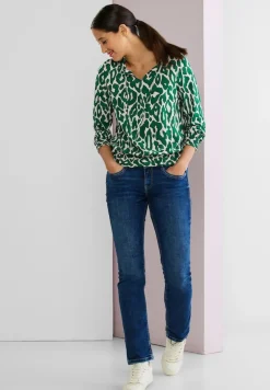Street One Blusen*Tunikabluse mit Leo Print dark brisk green