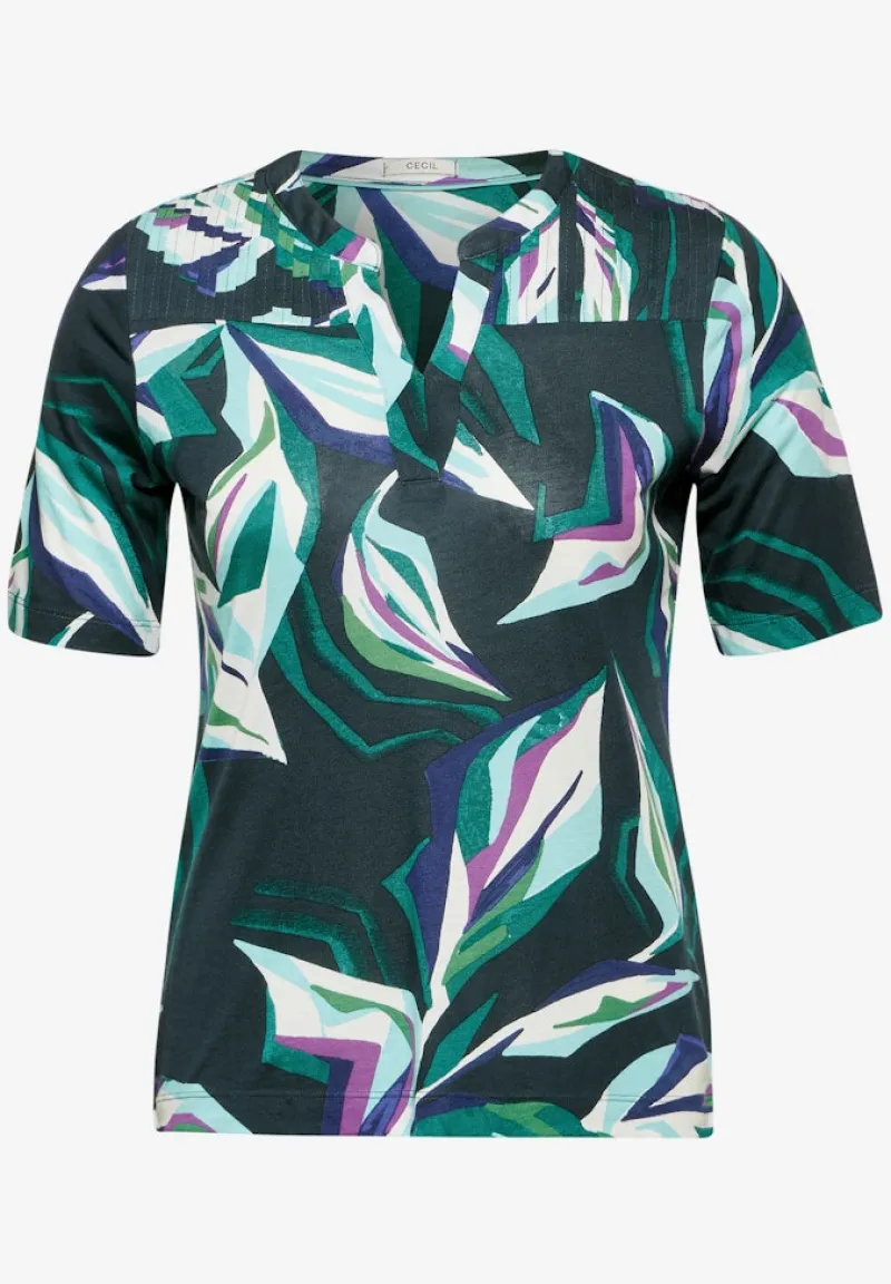 Cecil Shirts*Tunika-Shirt mit Print fir green