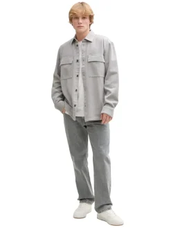 Tom Tailor Denim Hemden*Twill Overshirt aus Baumwolle chalk grey