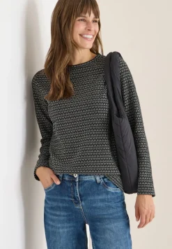 Cecil Shirts*Two-Tone Strukturshirt Black