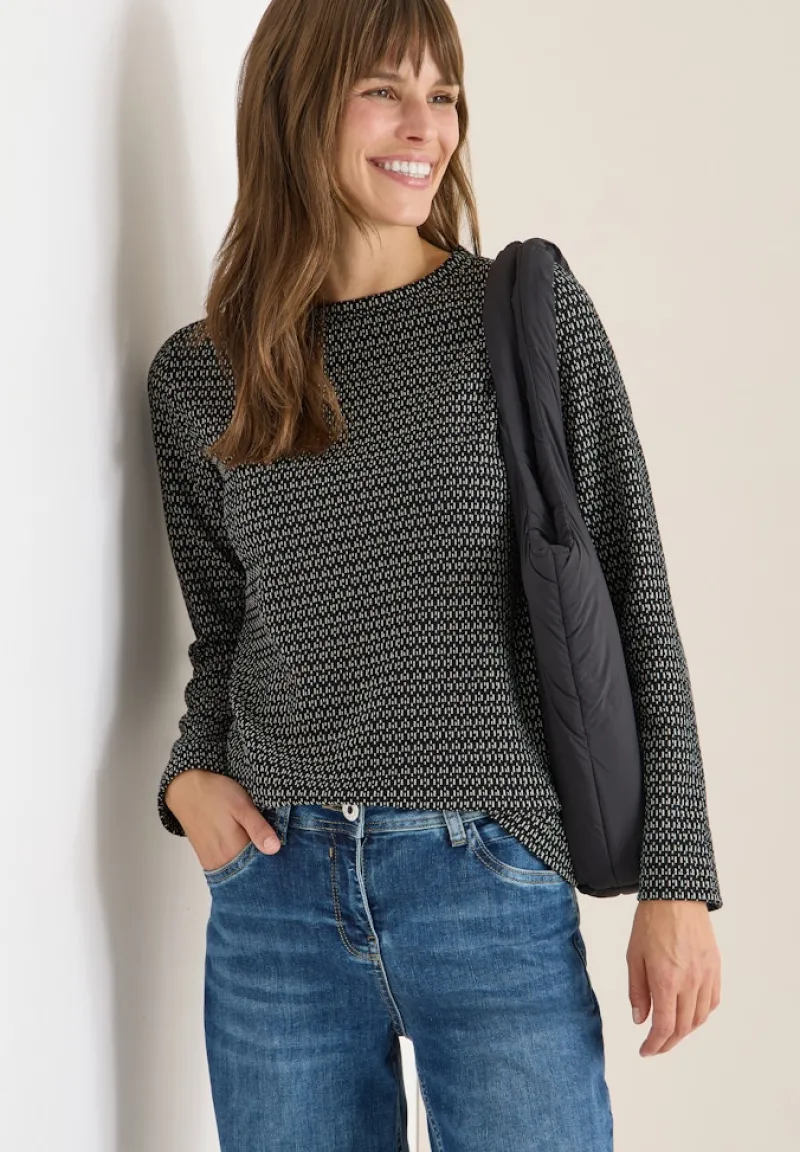 Cecil Shirts*Two-Tone Strukturshirt Black