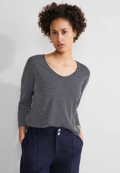 Street One Shirts*V-Ausschnitt Shirt deep blue melange