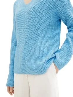 Tom Tailor Pullover & Sweatshirts*V-Ausschnitt Strickpullover clear light blue melange
