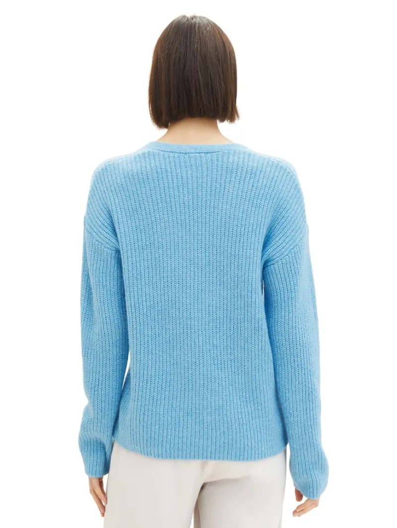 Tom Tailor Pullover & Sweatshirts*V-Ausschnitt Strickpullover clear light blue melange