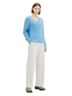 Tom Tailor Pullover & Sweatshirts*V-Ausschnitt Strickpullover clear light blue melange