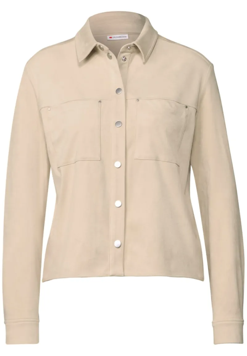 Street One Blusen*Velours Hemdbluse cotton beige