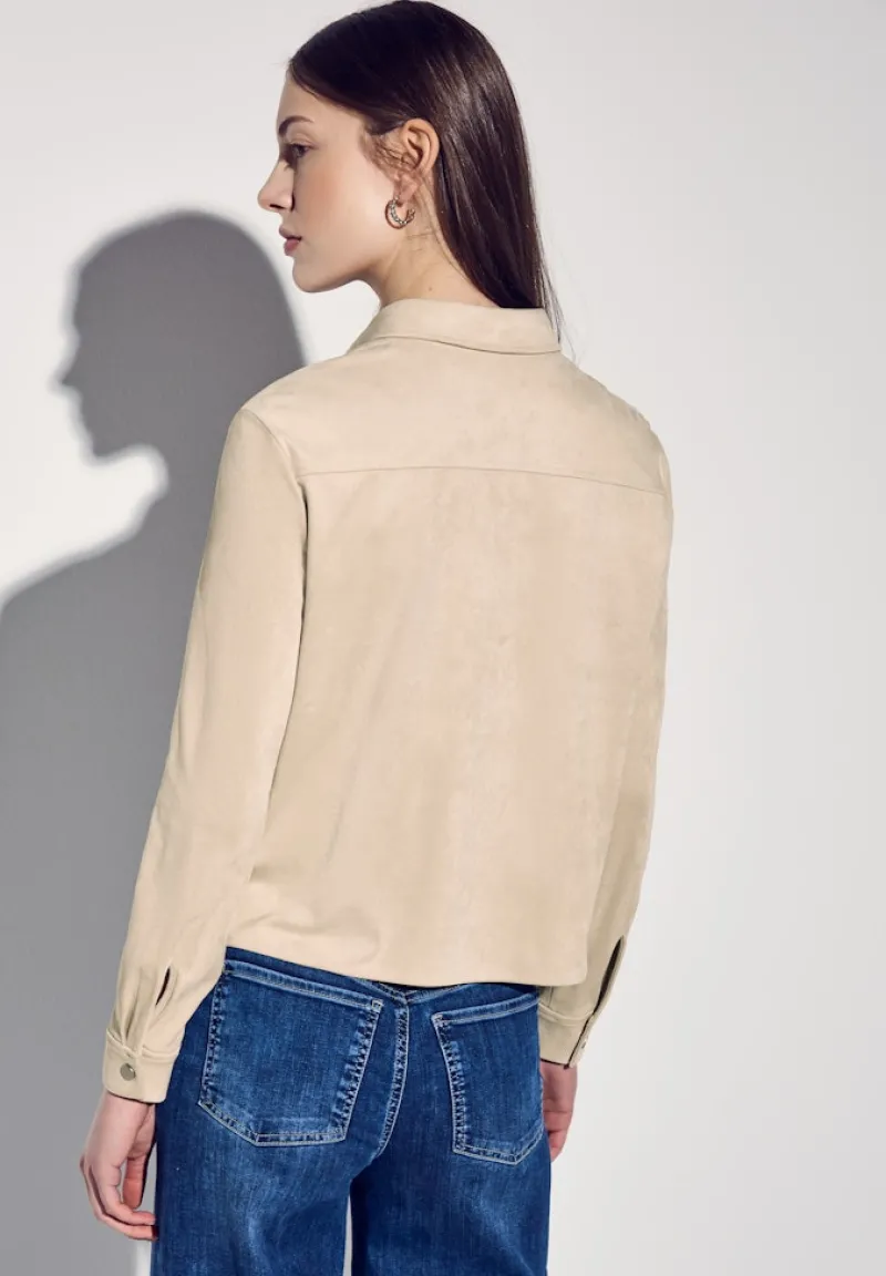 Street One Blusen*Velours Hemdbluse cotton beige