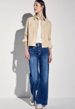 Street One Blusen*Velours Hemdbluse cotton beige