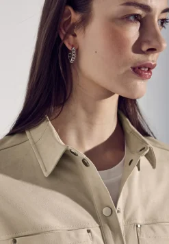 Street One Blusen*Velours Hemdbluse cotton beige