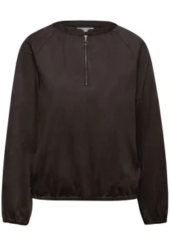 STREET ONE STUDIO Blusen*Velours Tunika mit Zipper dark auburn brown