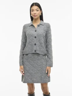 Vila Pullover & Sweatshirts*VIAERY COLLAR L/S KNIT CARDIGAN Medium Grey Melange