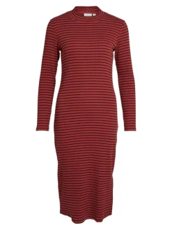 Vila Kleider*VIBALU CREW NECK L/S MIDI DRESS - NOOS Fired Brick