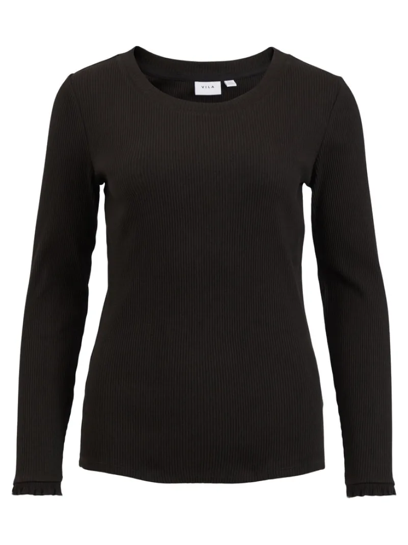 Vila Shirts*VIBALU L/S RIB TOP Black