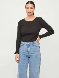 Vila Shirts*VIBALU L/S RIB TOP Black