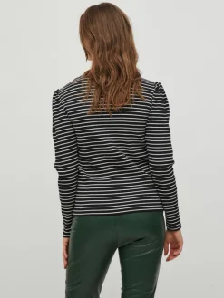 Vila Shirts*VIBALU PUFF L/S RIB TOP - NOOS Black