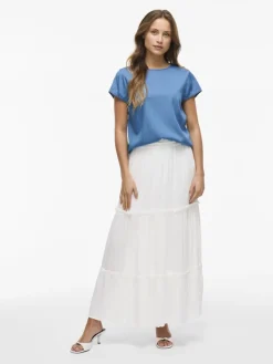 Vila Shirts*VIBISTA C/S O-NECK TOP - NOOS Medium Blue Denim