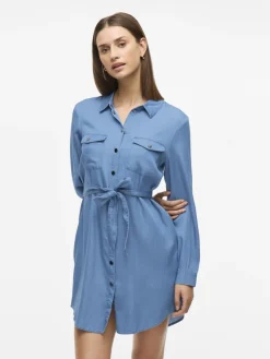 Vila Kleider*VIBISTA L/S SHIRT DRESS Medium Blue Denim