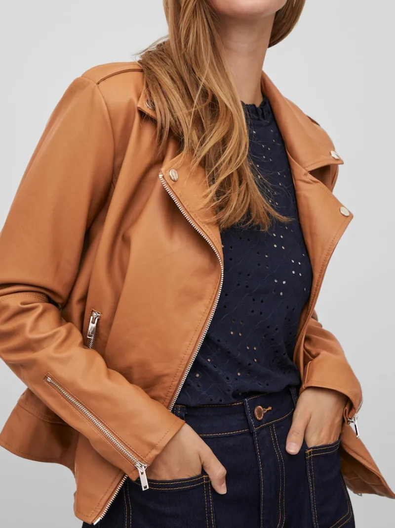 Vila Jacken*VICARA COATED JACKET - NOOS toasted coconut