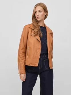 Vila Jacken*VICARA COATED JACKET - NOOS toasted coconut