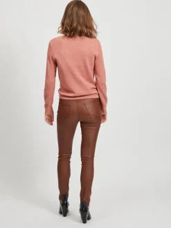 Vila Pullover & Sweatshirts*VICHASSA V-NECK L/S BUTTON KNIT TOP/L desert sand