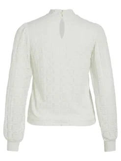 Vila Shirts*VICIKI L/S HIGH NECK LACE TOP/TB Cloud Dancer
