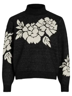 Vila Pullover & Sweatshirts*VICILIA HIGH NECK L/S JAQUARD TOP - NOOS Black