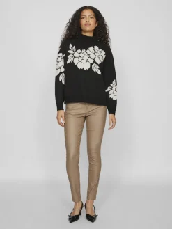 Vila Pullover & Sweatshirts*VICILIA HIGH NECK L/S JAQUARD TOP - NOOS Black