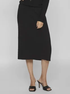 Vila Röcke*VICOMFY A-LINE KNIT SKIRT- NOOS Black