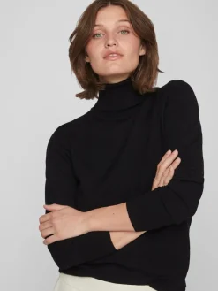 Vila Pullover & Sweatshirts*VICOMFY L/S ROLLNECK KNIT TOP/SU/PB Black