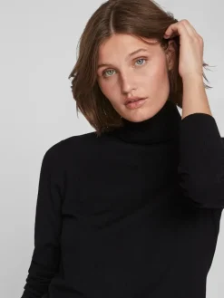 Vila Pullover & Sweatshirts*VICOMFY L/S ROLLNECK KNIT TOP/SU/PB Black