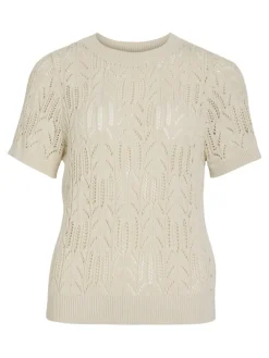 Vila Shirts*VICOTTI S/S O-NECK KNIT TOP - NOOS birch