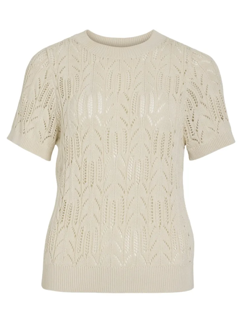 Vila Shirts*VICOTTI S/S O-NECK KNIT TOP - NOOS birch