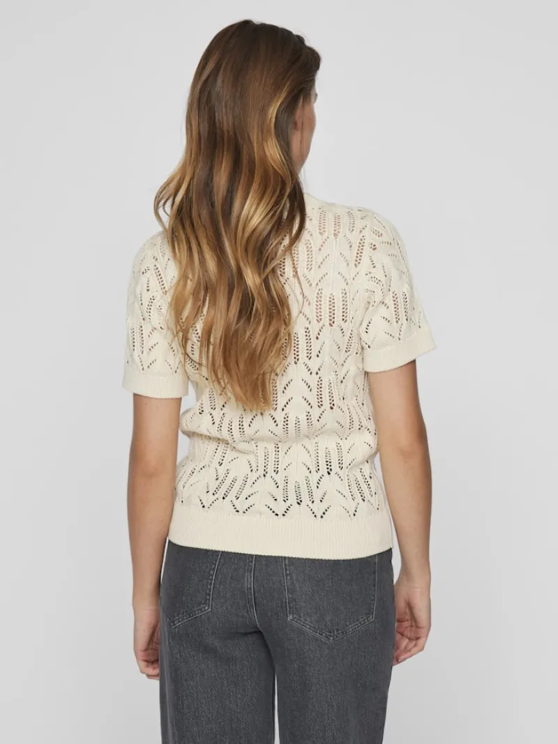 Vila Shirts*VICOTTI S/S O-NECK KNIT TOP - NOOS birch