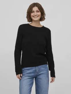 Vila Pullover & Sweatshirts*VIDALO O-NECK L/S KNIT TOP- NOOS Black