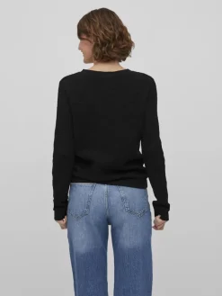 Vila Pullover & Sweatshirts*VIDALO O-NECK L/S KNIT TOP- NOOS Black