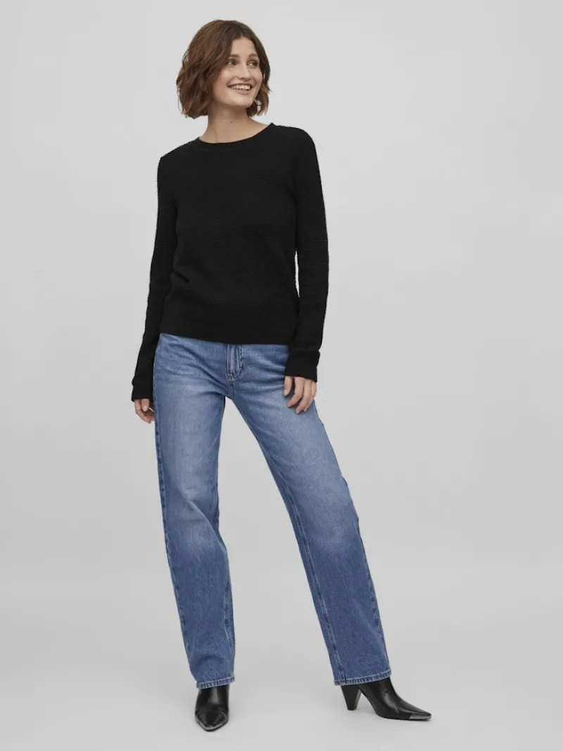Vila Pullover & Sweatshirts*VIDALO O-NECK L/S KNIT TOP- NOOS Black
