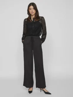 Vila Hosen*VIELLETTE HW WIDE PANTS-NOOS Black