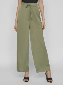Vila Hosen*VIELLETTE HW WIDE PANTS-NOOS oil green
