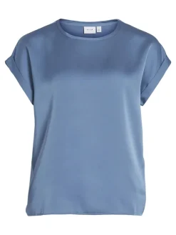 Vila Shirts*VIELLETTE S/S SATIN TOP - NOOS dunkelblau1