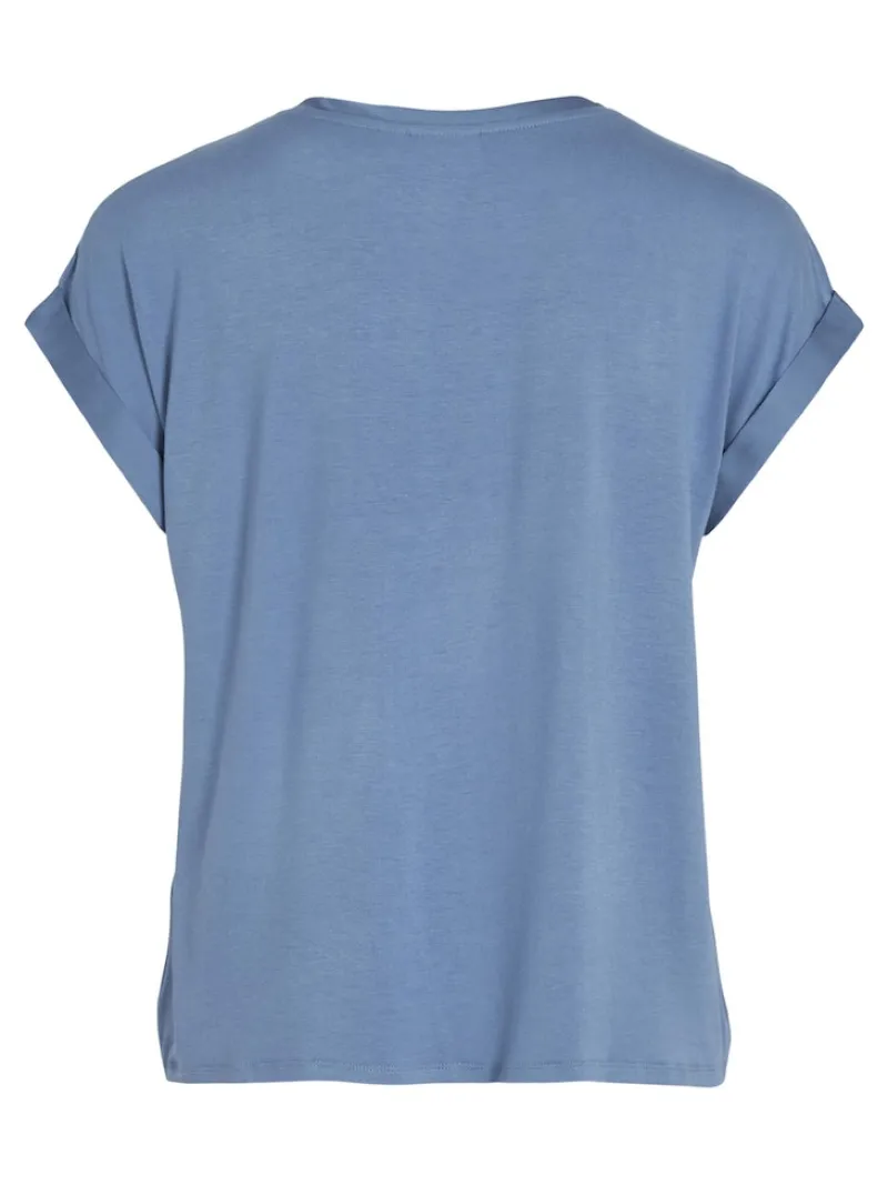 Vila Shirts*VIELLETTE S/S SATIN TOP - NOOS dunkelblau1