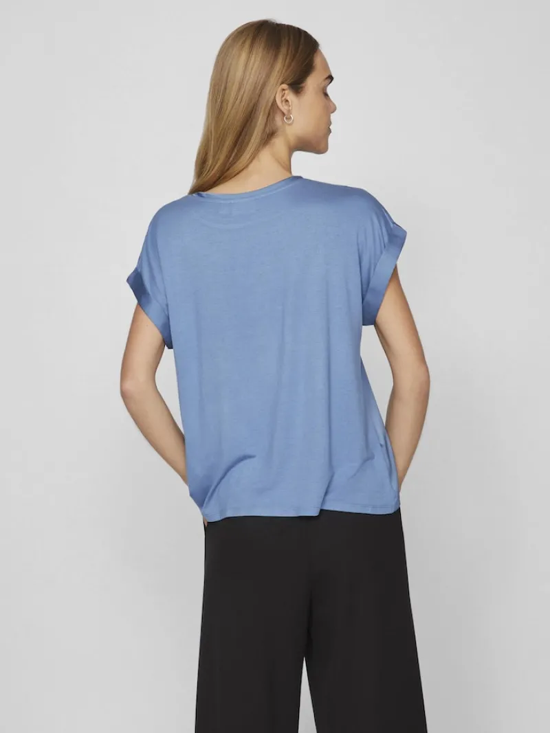 Vila Shirts*VIELLETTE S/S SATIN TOP - NOOS dunkelblau1