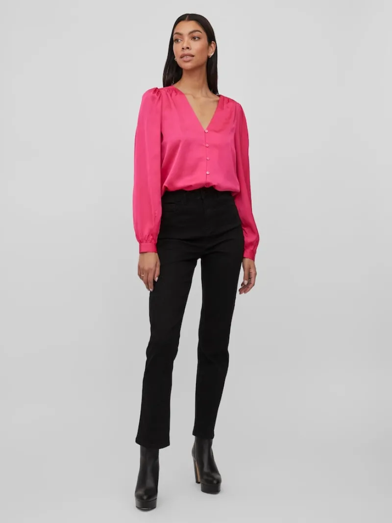 Vila Blusen*VIELLETTE V-NECK L/S SHIRT - NOOS pink yarrow