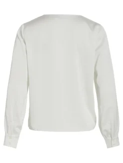 Vila Blusen*VIELLETTE V-NECK L/S TOP - NOOS Snow White