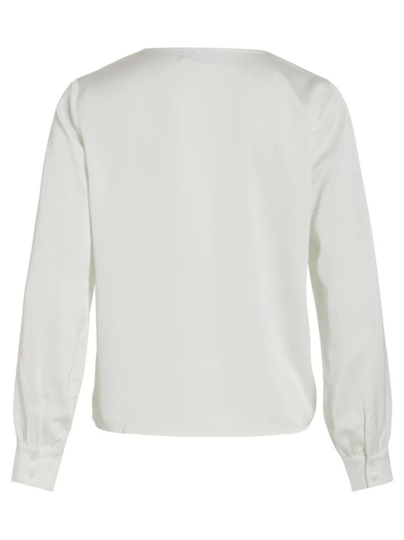 Vila Blusen*VIELLETTE V-NECK L/S TOP - NOOS Snow White