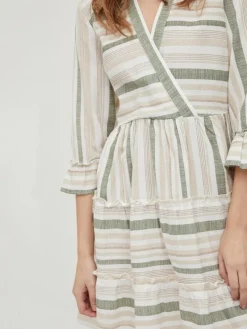 Vila Kleider*VIETNI 3/4 SLEEVE SHORT WRAP DRESS cloud dancer 1
