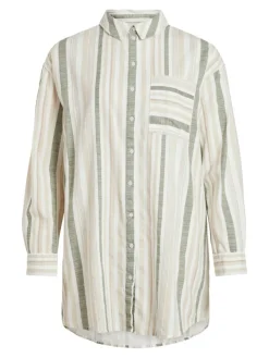 Vila Blusen*VIETNI L/S LONG SHIRT Cloud Dancer