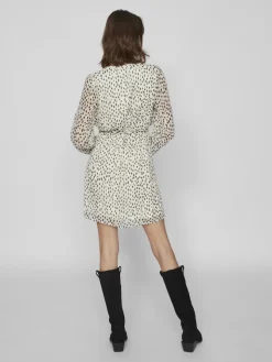 Vila Kleider*VIFALIA SMOCK V-NECK L/S DRESS - NOOS egret