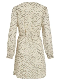 Vila Kleider*VIFALIA SMOCK V-NECK L/S DRESS - NOOS birch