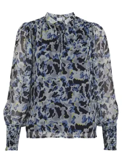 Vila Blusen*VIFALIA TWI TIE NECK L/S TOP/DFS cornstalk